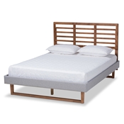 Baxton Studio Luciana Modern and Contemporary Light Grey Fabric Upholstered and Ash Walnut Brown Finished Wood King Size Platform Bed